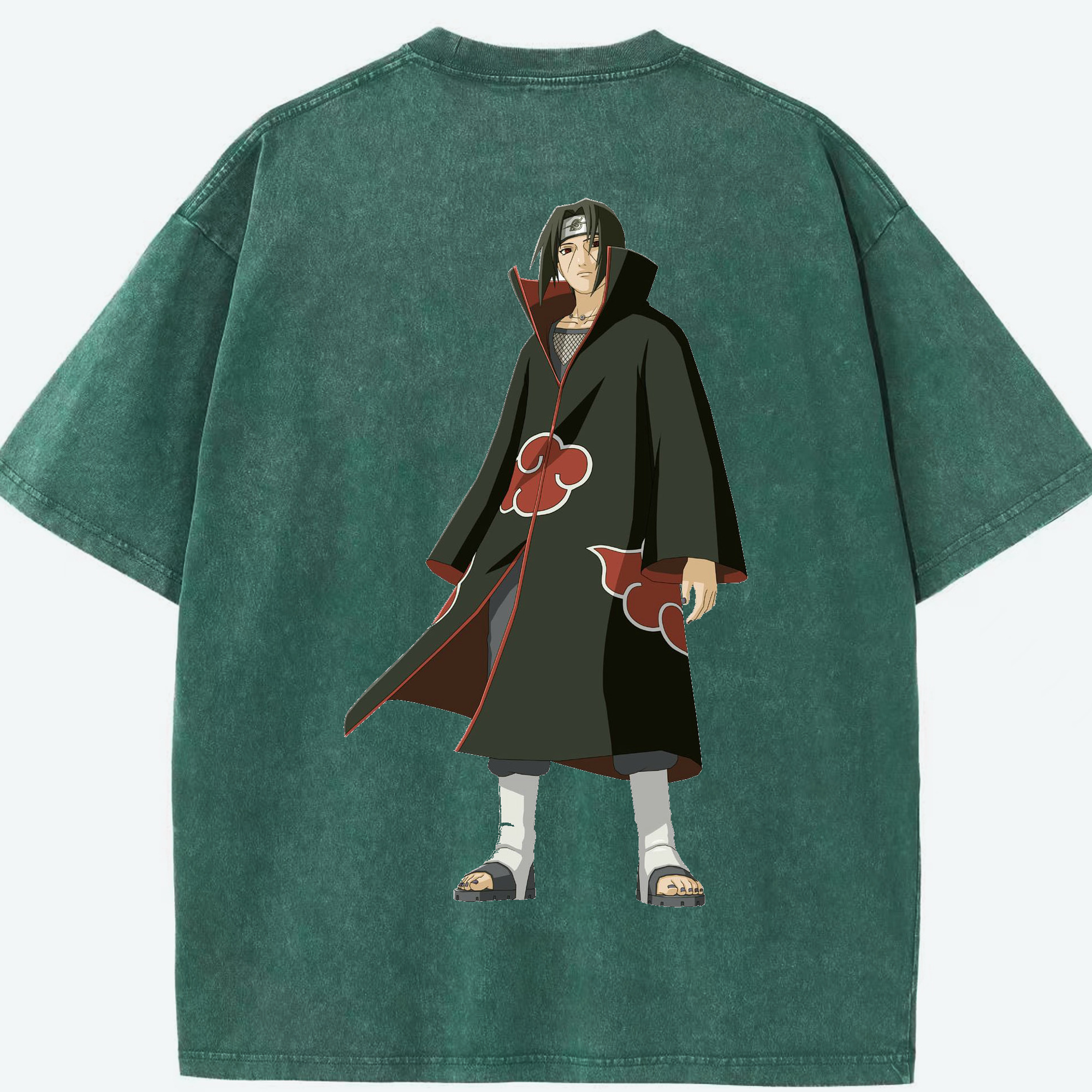 （画像用） NARUTO -ナルト- うちは イタチ Uchiha Itachi 綿100% ヴィンテージ風 半袖Tシャツ（背面プリント）